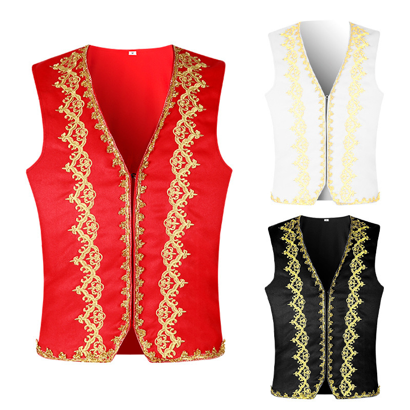 Tops - Middeleeuws gouden borduurwerk barokvest, slank vest,