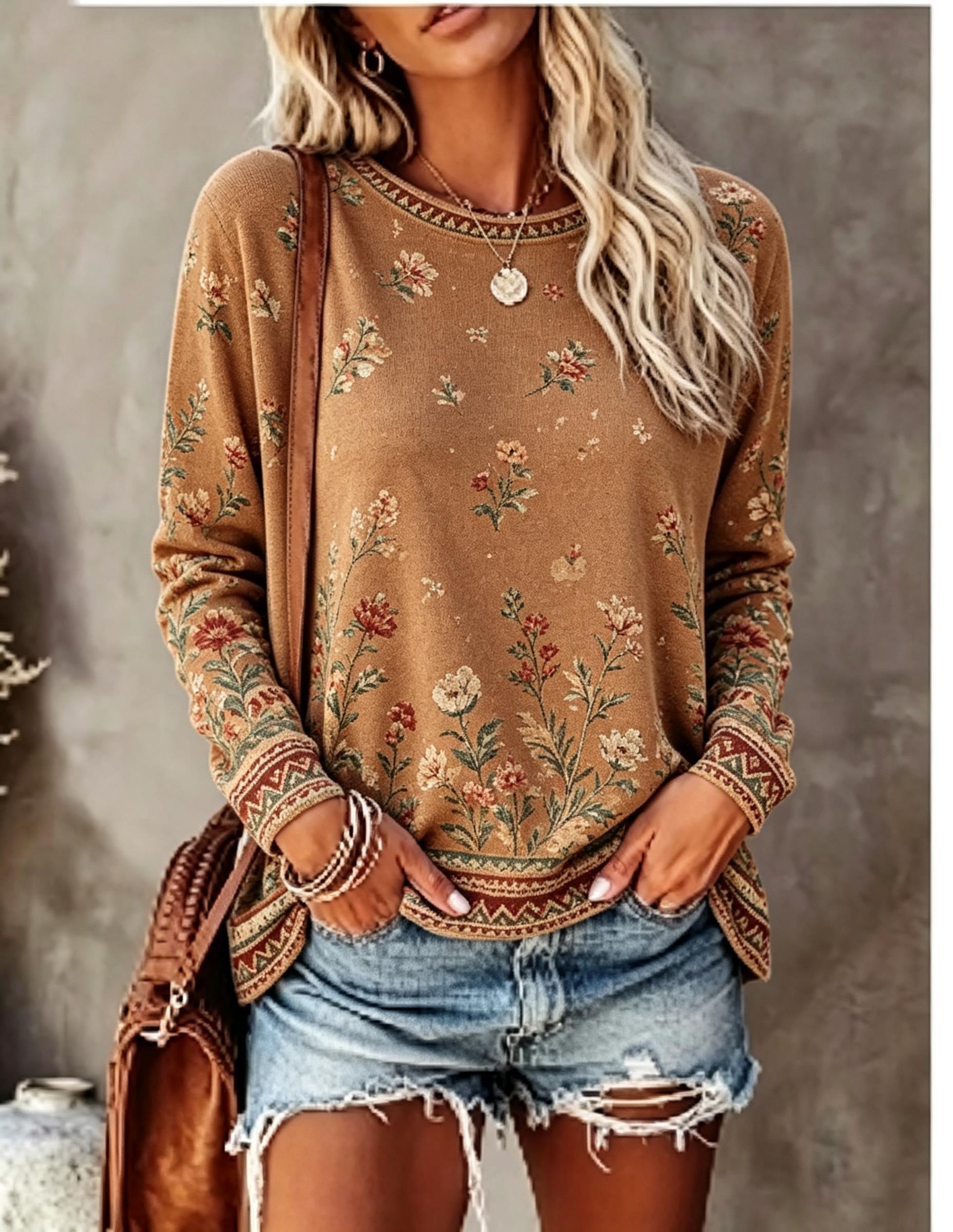 Blouses - Dames T-shirt met ronde hals en