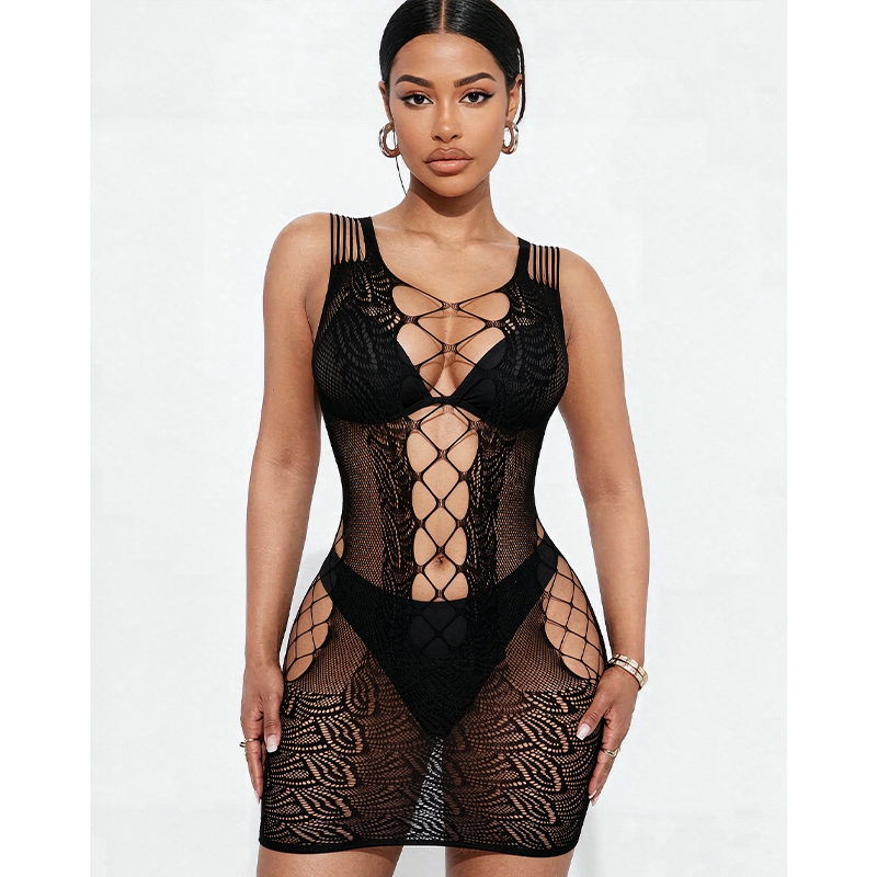 Sexy lingerie, nachtkleding vo - Sexy Mesh Sheer Bodycon Dress recensie en prijs
